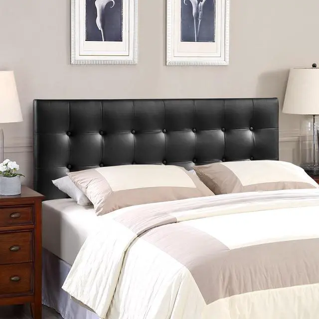 Alt view image 4 of 4 - Emily King Upholstered Vinyl Headboard - Black