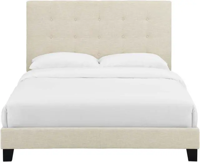 Alt view image 4 of 5 - Melanie Full Tufted Button Upholstered Fabric Platform Bed - Beige
