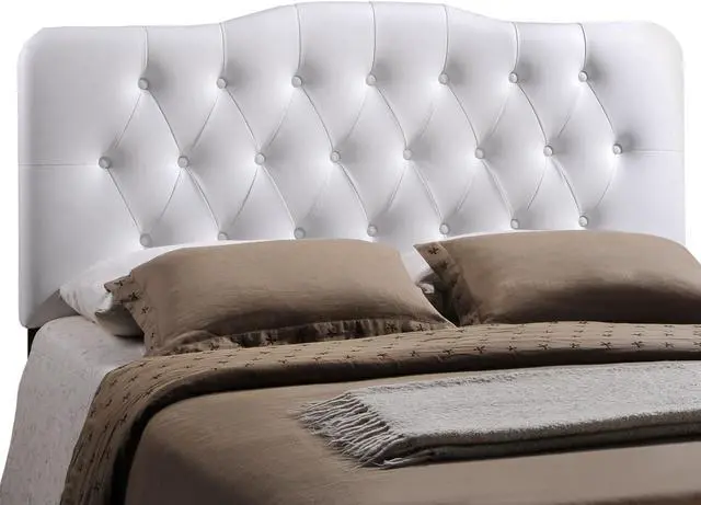 Alt view image 4 of 4 - Annabel Queen Upholstered Vinyl Headboard - White