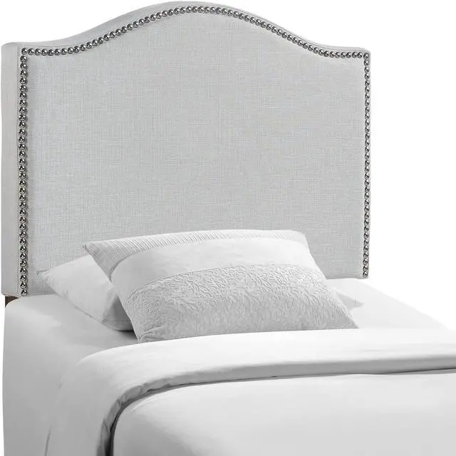 Main image of Curl Twin Nailhead Upholstered Headboard - Sky Gray