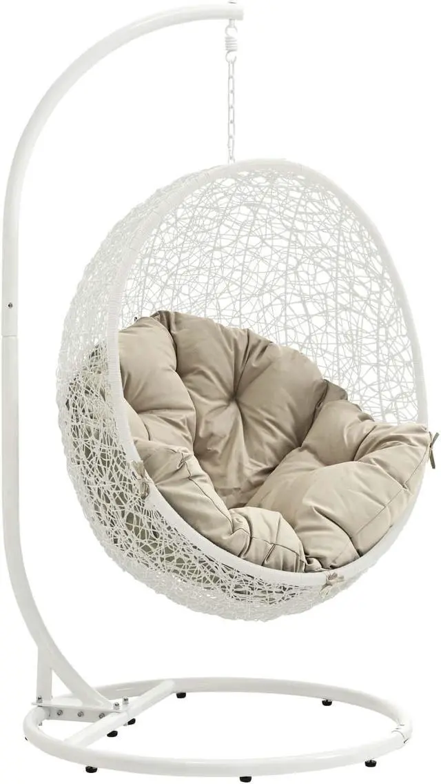 Main image of Hide Outdoor Patio Swing Chair With Stand - White Beige