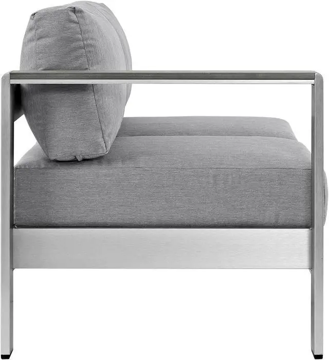 Alt view image 2 of 4 - Shore Left-Arm Corner Sectional Outdoor Patio Aluminum Loveseat - Silver Gray
