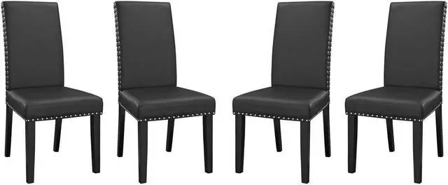Main image of Parcel Dining Side Chair Vinyl Set of 4 - Black