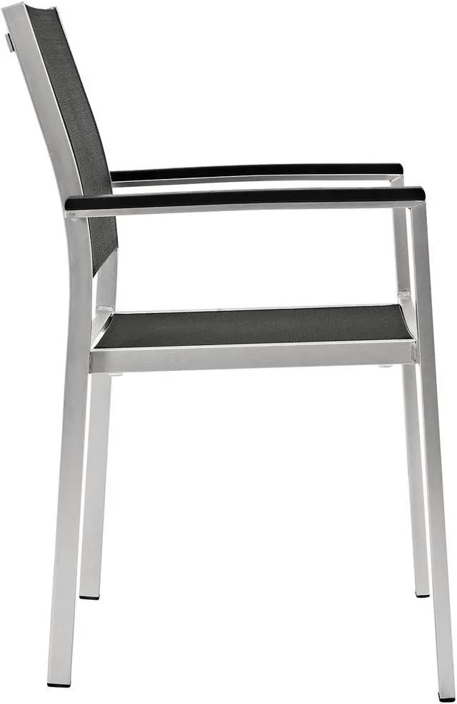 Alt view image 2 of 4 - Shore Outdoor Patio Aluminum Dining Chair - Silver Black