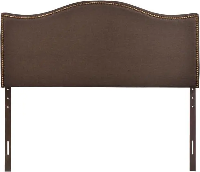 Alt view image 2 of 4 - Curl Queen Nailhead Upholstered Headboard - Dark Brown