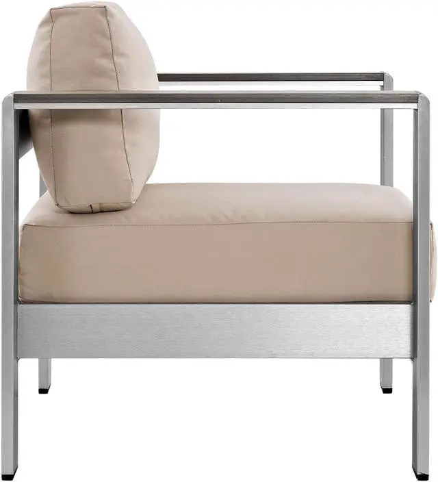 Alt view image 2 of 4 - Shore Outdoor Patio Aluminum Armchair - Silver Beige