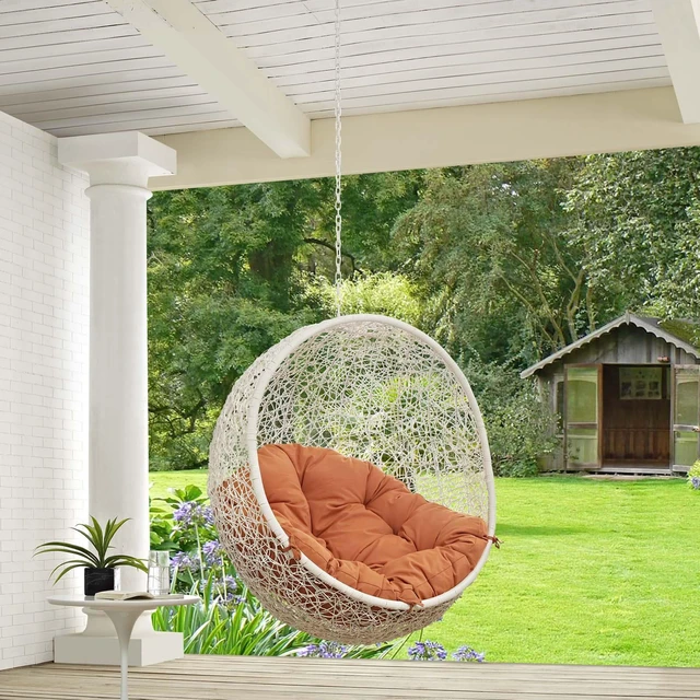 Alt view image 3 of 10 - Hide Outdoor Patio Swing Chair Without Stand - White Orange