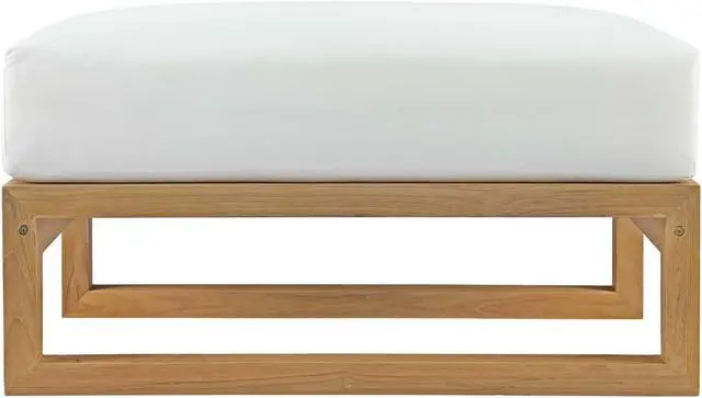 Alt view image 3 of 4 - Upland Outdoor Patio Teak Ottoman - Natural White