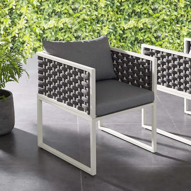 Alt view image 6 of 6 - Stance Outdoor Patio Aluminum Dining Armchair - White Gray