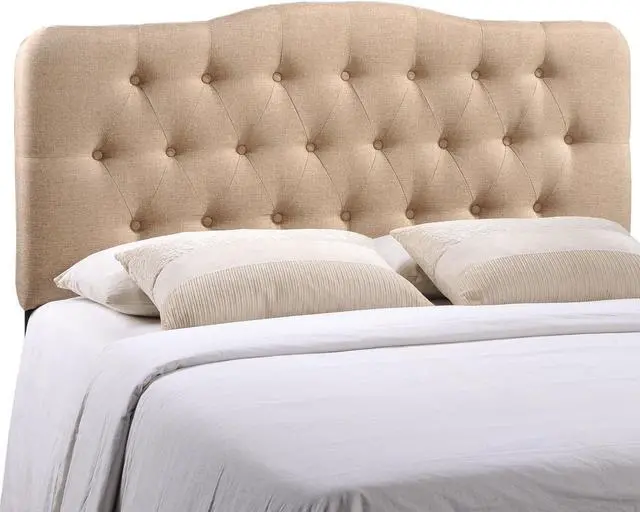 Main image of Annabel Queen Upholstered Fabric Headboard - Beige