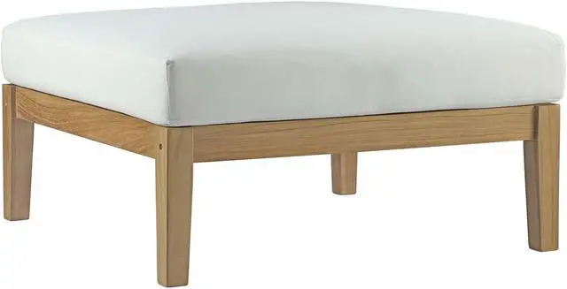 Main image of Bayport Outdoor Patio Teak Ottoman - Natural White