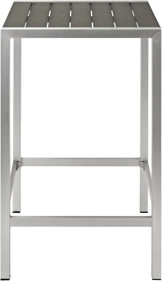 Alt view image 2 of 4 - Shore Outdoor Patio Aluminum Bar Table - Silver Gray