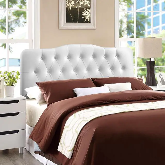 Alt view image 4 of 4 - Annabel Full Upholstered Vinyl Headboard - White