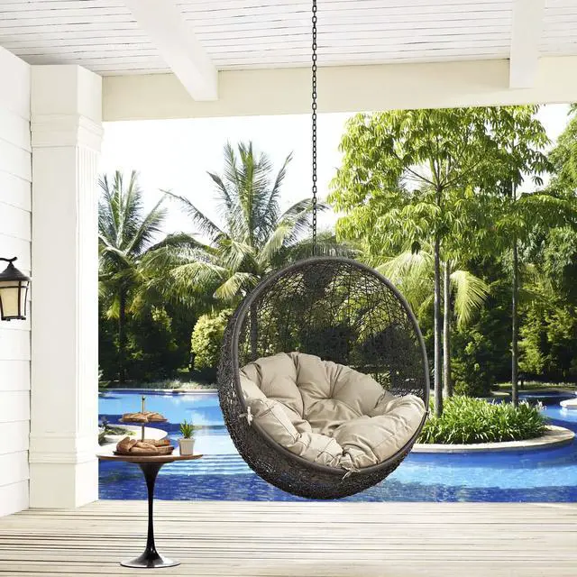 Alt view image 3 of 10 - Hide Outdoor Patio Swing Chair Without Stand - Gray Beige