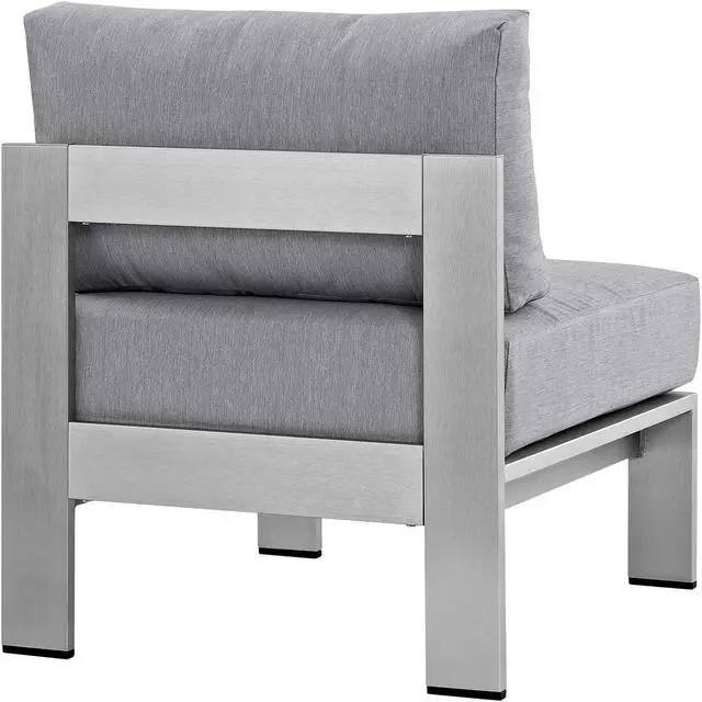 Alt view image 3 of 4 - Shore Armless Outdoor Patio Aluminum Chair - Silver Gray