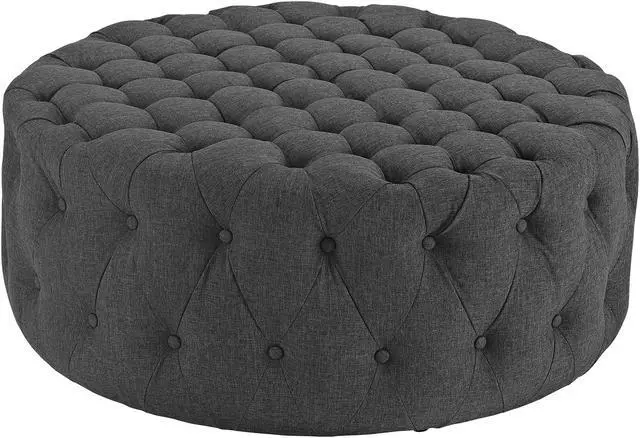 Main image of Amour Upholstered Fabric Ottoman - Gray