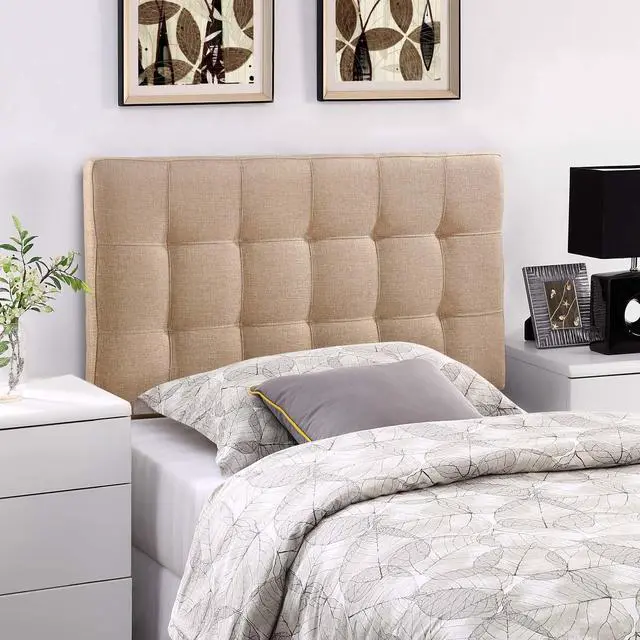 Alt view image 5 of 5 - Lily Twin Upholstered Fabric Headboard - Beige