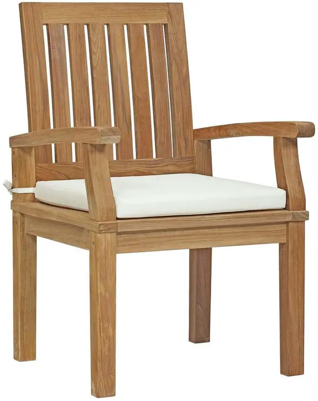 Alt view image 2 of 6 - Marina 7 Piece Outdoor Patio Teak Outdoor Dining Set - Natural White