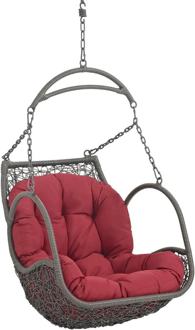 Alt view image 3 of 11 - Arbor Outdoor Patio Wood Swing Chair - Red
