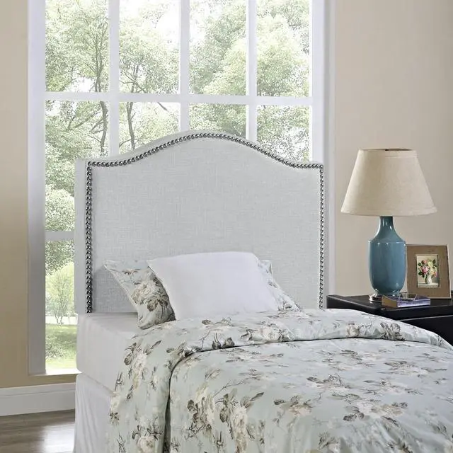 Alt view image 4 of 4 - Curl Twin Nailhead Upholstered Headboard - Sky Gray