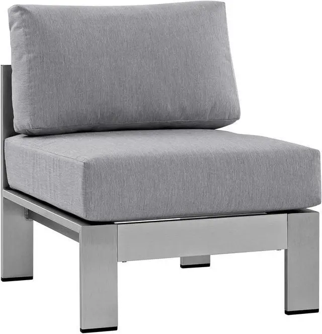 Main image of Shore Armless Outdoor Patio Aluminum Chair - Silver Gray