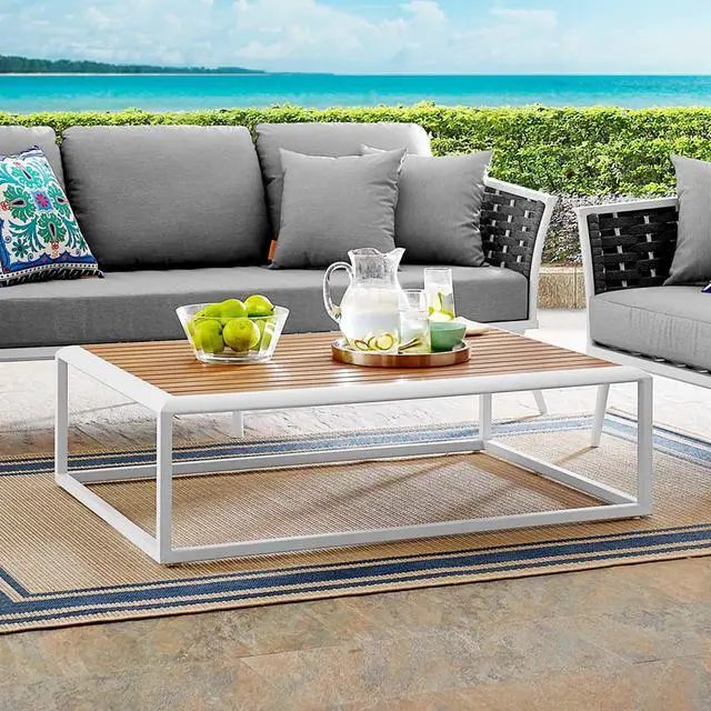 Alt view image 5 of 5 - Stance Outdoor Patio Aluminum Coffee Table - White Natural