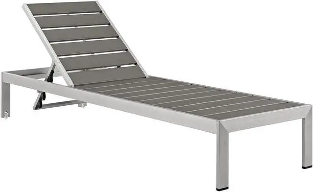 Alt view image 2 of 5 - Shore Chaise Outdoor Patio Aluminum Set of 6 - Silver Gray