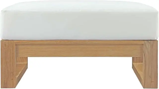 Alt view image 2 of 4 - Upland Outdoor Patio Teak Ottoman - Natural White