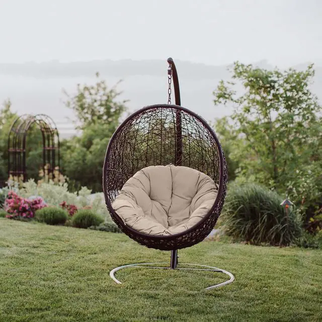 Alt view image 4 of 11 - Encase Swing Outdoor Patio Lounge Chair - Beige