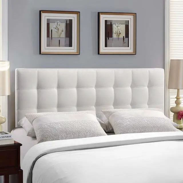 Alt view image 5 of 5 - Lily Queen Upholstered Vinyl Headboard - White