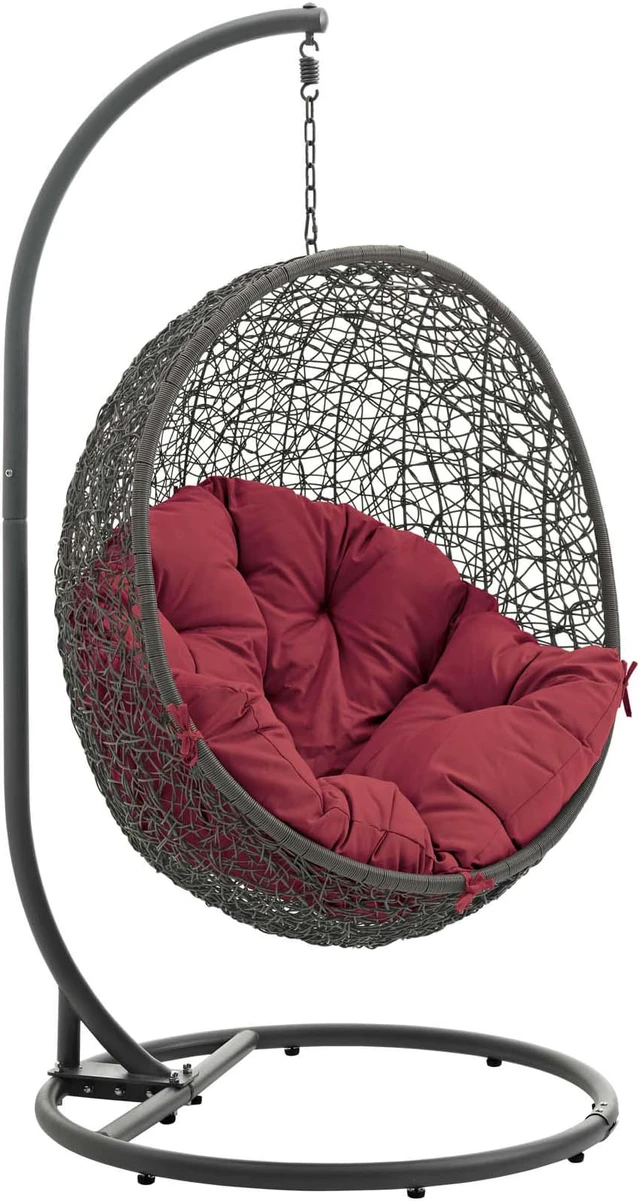 Main image of Hide Outdoor Patio Swing Chair With Stand - Gray Red