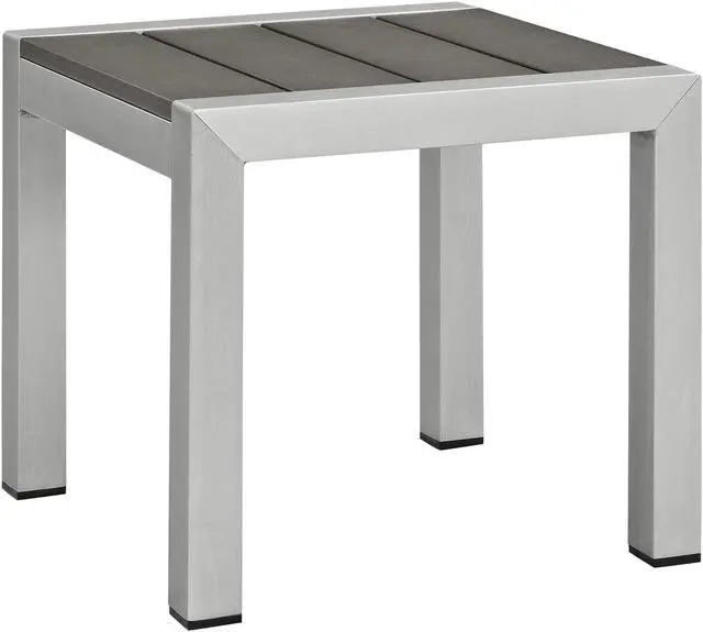 Main image of Shore Outdoor Patio Aluminum Side Table - Silver Gray