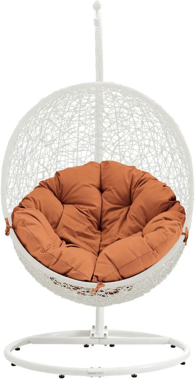 Alt view image 2 of 11 - Hide Outdoor Patio Swing Chair With Stand - White Orange