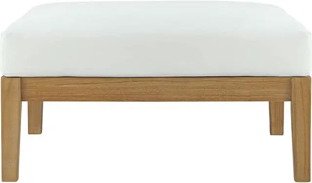 Alt view image 3 of 4 - Bayport Outdoor Patio Teak Ottoman - Natural White