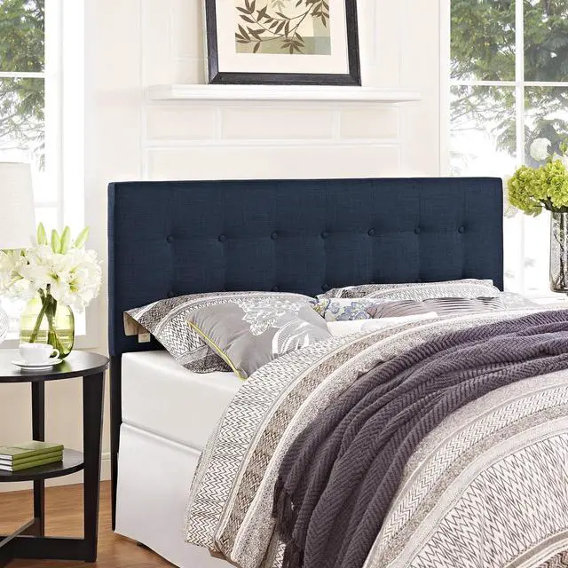Alt view image 4 of 4 - Emily Queen Upholstered Fabric Headboard - Navy