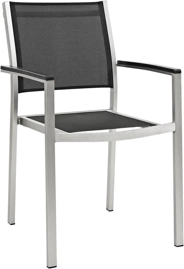 Main image of Shore Outdoor Patio Aluminum Dining Chair - Silver Black