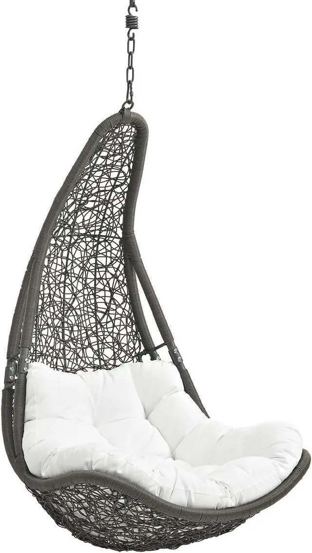 Alt view image 3 of 11 - Abate Outdoor Patio Swing Chair With Stand - Gray White