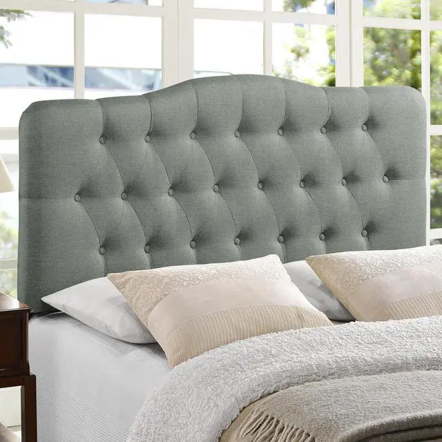 Alt view image 5 of 5 - Annabel Queen Upholstered Fabric Headboard - Gray