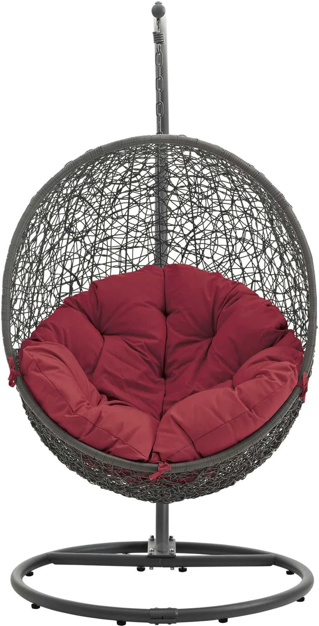 Alt view image 2 of 11 - Hide Outdoor Patio Swing Chair With Stand - Gray Red