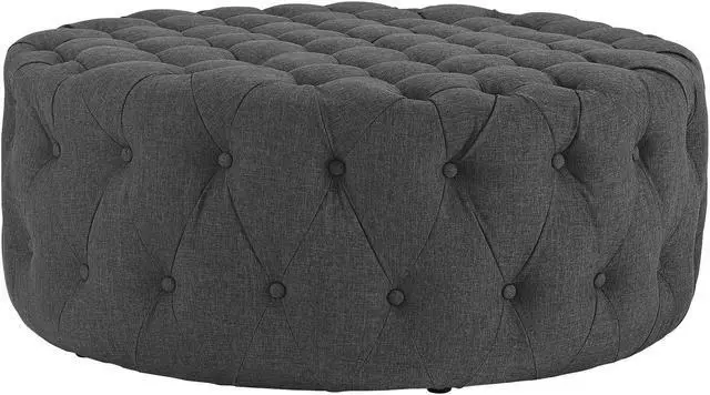 Alt view image 2 of 5 - Amour Upholstered Fabric Ottoman - Gray
