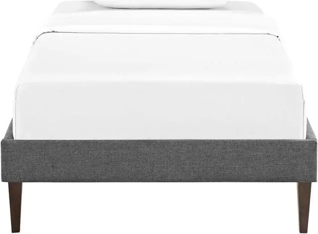 Alt view image 4 of 5 - Tessie Twin Fabric Bed Frame with Squared Tapered Legs - Gray