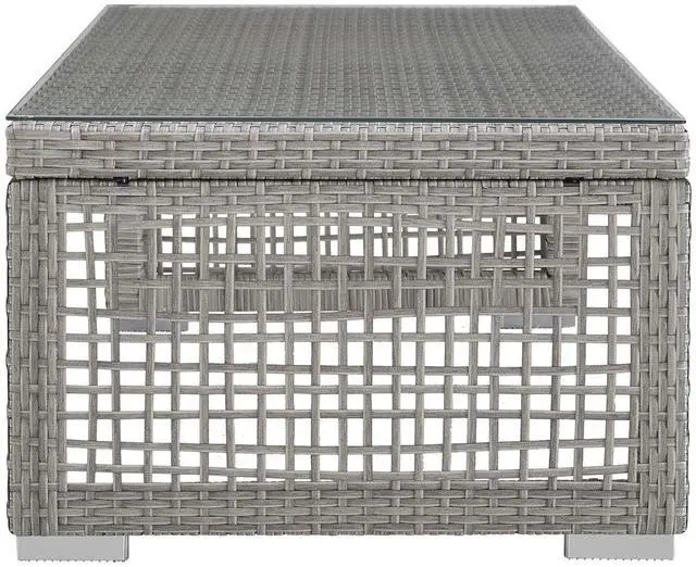 Alt view image 5 of 6 - Aura Rattan Outdoor Patio Coffee Table - Gray