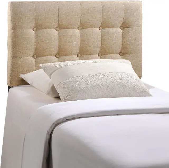 Main image of Emily Twin Upholstered Fabric Headboard - Beige