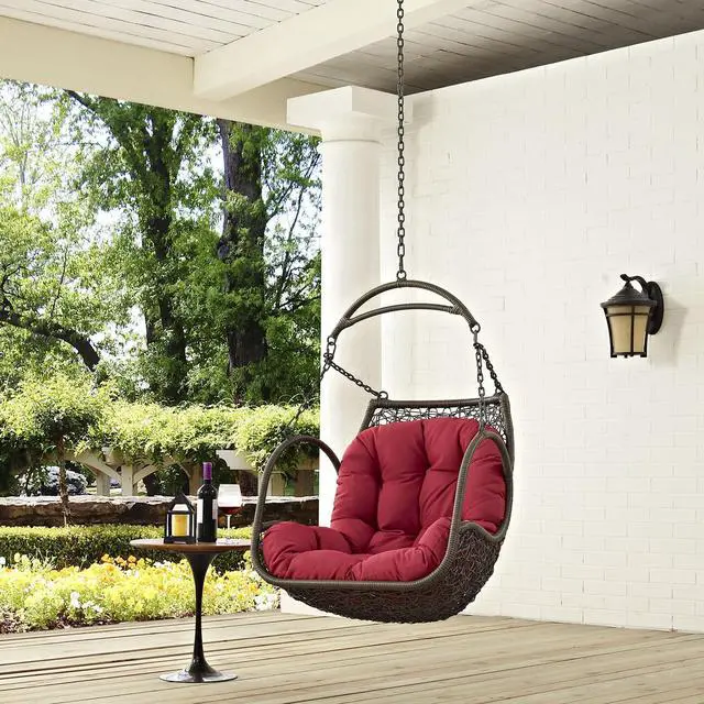 Alt view image 3 of 10 - Arbor Outdoor Patio Swing Chair Without Stand - Red