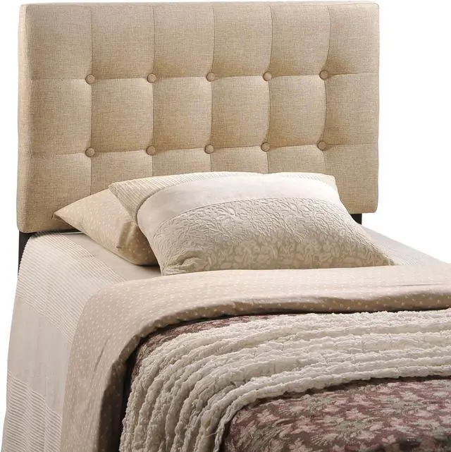 Alt view image 2 of 4 - Emily Twin Upholstered Fabric Headboard - Beige