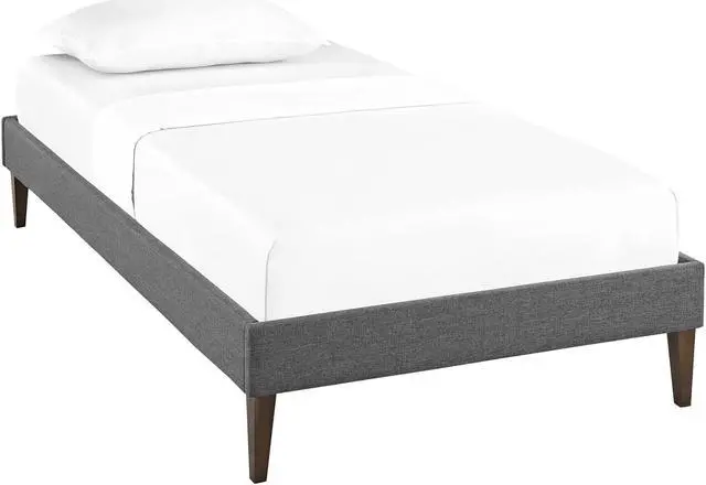 Main image of Tessie Twin Fabric Bed Frame with Squared Tapered Legs - Gray