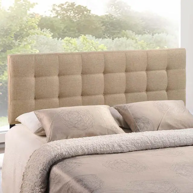Alt view image 2 of 2 - Lily King Upholstered Fabric Headboard - Beige