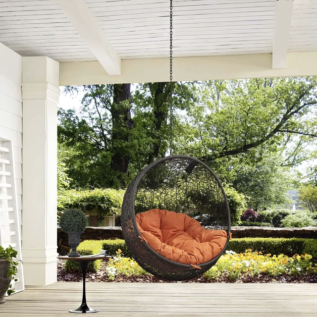 Alt view image 3 of 10 - Hide Outdoor Patio Swing Chair Without Stand - Gray Orange