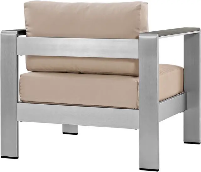 Alt view image 3 of 4 - Shore Outdoor Patio Aluminum Armchair - Silver Beige