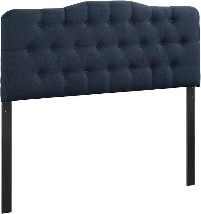 Alt view image 2 of 4 - Annabel Queen Upholstered Fabric Headboard - Navy